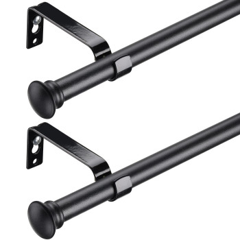 Black Curtain Rods For Windows 28 To 64 Inch Set Of 258 Inch Small Decorative Matte Black Curtain Rod Set With Brackets Spl