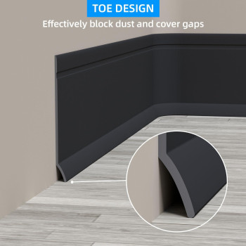 Pluden Flexible Baseboard Molding Trim 4 Inchw X 60 Feetl Self Adhesive Vinyl Wall Base Cove Base Peel And Stick Rubber Wa