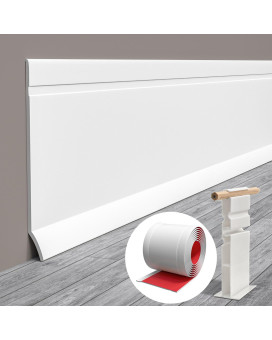 Pluden Flexible Baseboard Molding Trim 4 Inchw X 40 Feetl Self Adhesive Vinyl Wall Base Cove Base Peel And Stick Rubber Wa