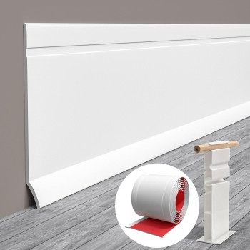 Pluden Flexible Baseboard Molding Trim 4 Inchw X 40 Feetl Self Adhesive Vinyl Wall Base Cove Base Peel And Stick Rubber Wa