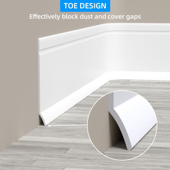 Pluden Flexible Baseboard Molding Trim 4 Inchw X 40 Feetl Self Adhesive Vinyl Wall Base Cove Base Peel And Stick Rubber Wa