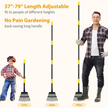 Rake For Leaves Leaf Garden Rake Yard Rakes For Lawns Heavy Duty Metal Tools With 9 Small Narrow Rake Head 37 79 Adj