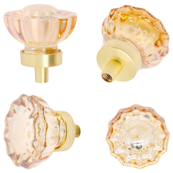 Yugtcen Cabinet Knobs 6 Pcs Crystal Knobs For Dresser Gold Cabinet Pulls Drawer Knobs Furniture Dresser Knobs 14 Diameter G