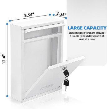 Mailbox Wall Mounted Key Lock Mail Boxes 33 D X 85 W X 126 H Weatherproof Secure Mail Box Key Lock Mail Boxes Outdo