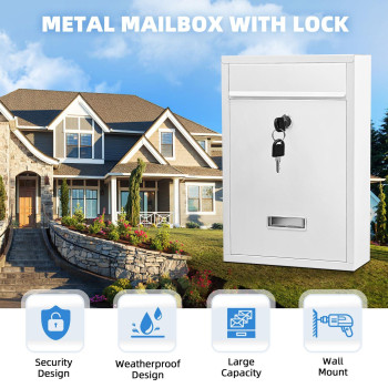 Mailbox Wall Mounted Key Lock Mail Boxes 33 D X 85 W X 126 H Weatherproof Secure Mail Box Key Lock Mail Boxes Outdo