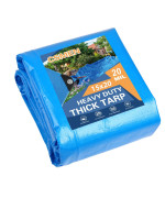 Csmen Tarp Heay Duty Waterproof 15X20Ft Blue Tarp Cover Plastic Poly Tarpaulin For Outdoor Cover Emergency Rain Roof Pool Boat