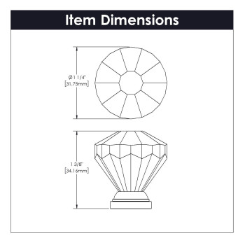 Hickory Hardware Crystal Palace Collection Knob 114 Inch Diameter Crysacrylic With Matte Black Finish 10 Pack