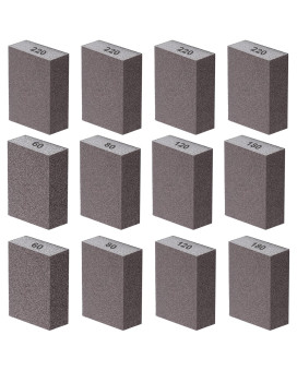 Smseace 12 Pack Sanding Blocks 60 80 120 180 220 Grit Drywall Sanding Block Sand Paper For Wood Furniture Drywall Metal Crafts S