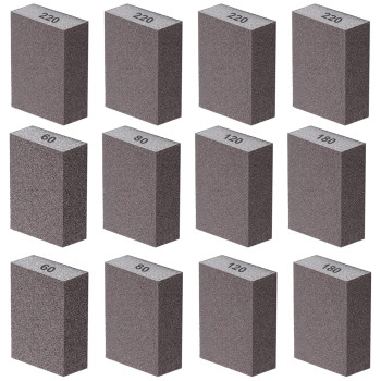 Smseace 12 Pack Sanding Blocks 60 80 120 180 220 Grit Drywall Sanding Block Sand Paper For Wood Furniture Drywall Metal Crafts S