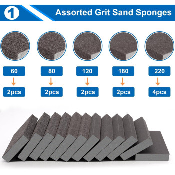 Smseace 12 Pack Sanding Blocks 60 80 120 180 220 Grit Drywall Sanding Block Sand Paper For Wood Furniture Drywall Metal Crafts S