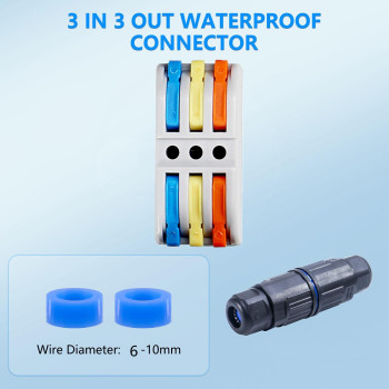 Melife 5Pcs Ip68 Waterproof Junction Box Outdoor 3 Way Electrical Cable Connector Replaceable Lever Wire Connectors For Awg 28