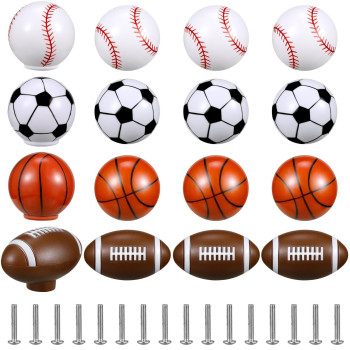 Menkxi 8 Pcs Sports Ball Dresser Knobs For Kids Baseball Basketball Dresser Drawer Knobs For Boys Football Soccer Dresser Knobs