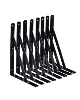 Neodrop 8Pack 8 Inch Heavy Duty Shelf Brackets Large Wall Bracket For Kitchen Garage Floating Shelves Black Powdercoated Ste