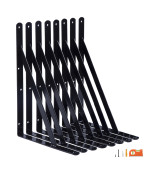 Neodrop 8Pack 14 Inch Heavy Duty Shelf Brackets Large Wall Bracket For Garage Kitchen Floating Shelves Black Powdercoated St