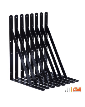 Neodrop 8Pack 14 Inch Heavy Duty Shelf Brackets Large Wall Bracket For Garage Kitchen Floating Shelves Black Powdercoated St