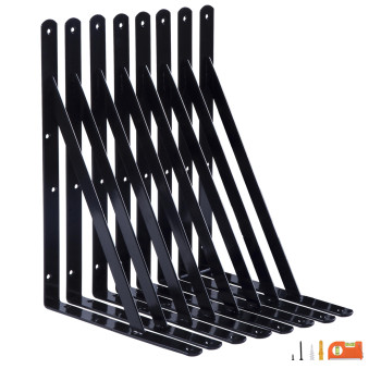 Neodrop 8Pack 14 Inch Heavy Duty Shelf Brackets Large Wall Bracket For Garage Kitchen Floating Shelves Black Powdercoated St