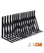 Neodrop 16Pack 8 Inch Heavy Duty Shelf Brackets Large Wall Bracket For Kitchen Garage Floating Shelves Black Powdercoated St