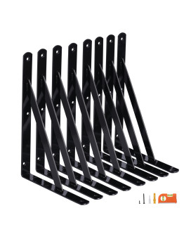 Neodrop 8Pack 12 Inch Heavy Duty Shelf Brackets Large Wall Bracket For Garage Kitchen Floating Shelves Black Powdercoated St