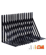 Neodrop 16Pack 14 Inch Heavy Duty Shelf Brackets Large Wall Bracket For Garage Kitchen Floating Shelves Black Powdercoated S