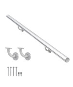 4Ft Modern Aluminum Handrail Set Handrails For Indoor Stairs Deck Slope Wall Mounted Staircase Handrails Zink Alloy Brackets