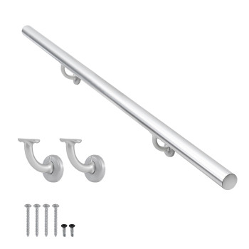 4Ft Modern Aluminum Handrail Set Handrails For Indoor Stairs Deck Slope Wall Mounted Staircase Handrails Zink Alloy Brackets