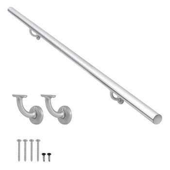 6Ft Modern Aluminum Handrail Set Handrails For Indoor Stairs Deck Slope Wall Mounted Staircase Handrails Zink Alloy Brackets