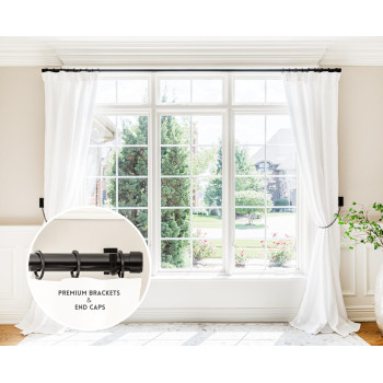 Blasthome Luxury 35 Ft Custom Curtain Rod 1 14 Large Diameter Premium Brackets Endcaps Nonadjustable Rods Connect Fo