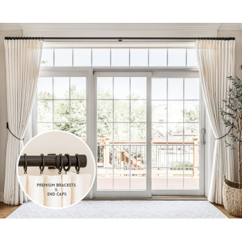 Blasthome Luxury 45 Ft Custom Curtain Rod 1 14 Large Diameter Premium Brackets Endcaps Nonadjustable Rods Connect Fo