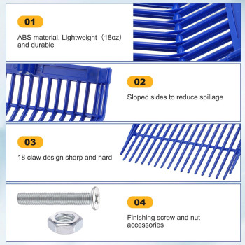 Lasnten 6 Pcs Manure Fork Head Bulk 18 Tines Pitch Fork Replacement Head With Screws And Nuts Durable Stable Abs Plastic Fork Re