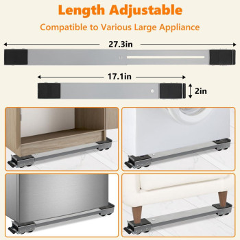 Luckup Heavy Duty Appliance Rollers Wcrowbar Extendable Washing Machine Stand Furniture Rollers Mobile Fridge Base Furniture S