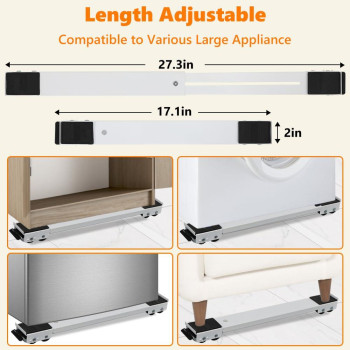 Luckup Heavy Duty Appliance Rollers Extendable Washing Machine Stand Furniture Rollers Mobile Fridge Base Furniture Sliders For