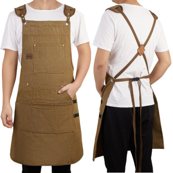 Homedisiac Wood Work Aprons For Men Heavey Duty Cotton Canvas Multifunction Apron With 10 Pockets Perfect For Chefs Gift Woo