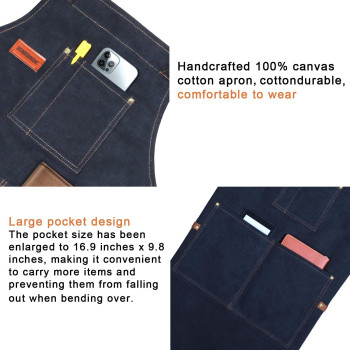 Homedisiac Work Aprons For Men With Tool Pockets Chefs Apron For Men Wide Shoulder Strap Adjustable Buckle Waist Belt Woodwo