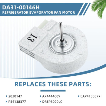 Ami Parts Da3100146H Refrigerator Evaporator Fan Motor 21W 0176A 2950Rpm Dc12V Fit For Samsung Refrigerator Replaces Drep502