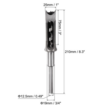 Uxcell Square Hole Drill Bit 1 Highcarbon Steel Hollow Chisel Mortise Power Tool For Woodworking