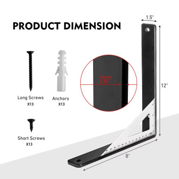 Heavy Duty Shelf Bracket 12 Inch For Diy Floating Shelves 15 Inch Thick L Brackets For Shelves Max Load 150 Lbs 6 Pack 12