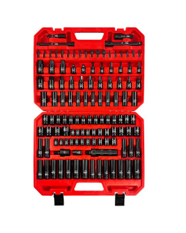 Yiyitools 119Pcs 12 And 38Drive Impact Socket Set Crv Steel Deep Shallow821Mm 381516 Deep1022Mm 71678