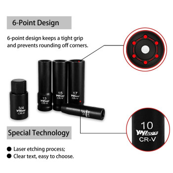 Yiyitools 119Pcs 12 And 38Drive Impact Socket Set Crv Steel Deep Shallow821Mm 381516 Deep1022Mm 71678