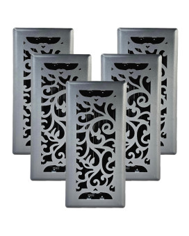 Sierra Grates 4 X 10 Floral Floor Register In Granite Grey Finish Case Of 5 Vent Covers For Home Floor Decorative Air Ve