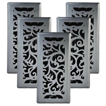 Sierra Grates 4 X 10 Floral Floor Register In Granite Grey Finish Case Of 5 Vent Covers For Home Floor Decorative Air Ve