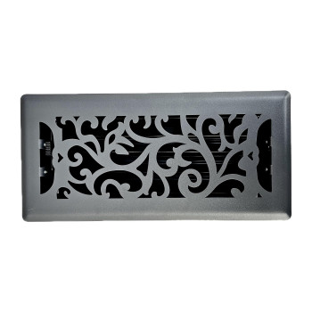 Sierra Grates 4 X 10 Floral Floor Register In Granite Grey Finish Case Of 5 Vent Covers For Home Floor Decorative Air Ve