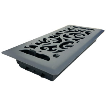 Sierra Grates 4 X 10 Floral Floor Register In Granite Grey Finish Case Of 5 Vent Covers For Home Floor Decorative Air Ve