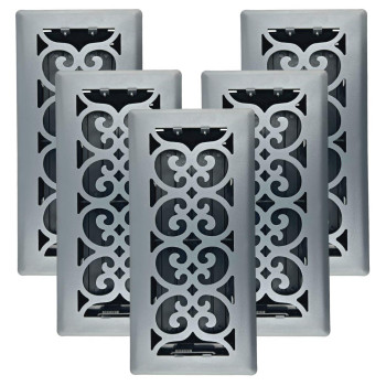 5 Pcs Sierra Grates Precision Flow 4X10 Steel Floor Register Victorian Design Granite Grey Finish Premium Home Vent Co