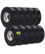 Tapewell Black Electric Tape 10 Pack 34 Inch X 66Ft Pvc Electrical Insulating Tape For All Weather Ul Approved Waterpr