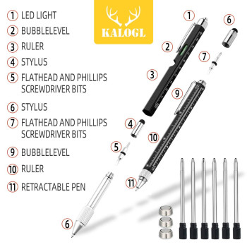 Gifts For Dad Men Him 2 Pack Multitool Pen Multitool Pen With Stylus Ballpoint Pen 6 Refills 4 Ruler Level Phillips Scr