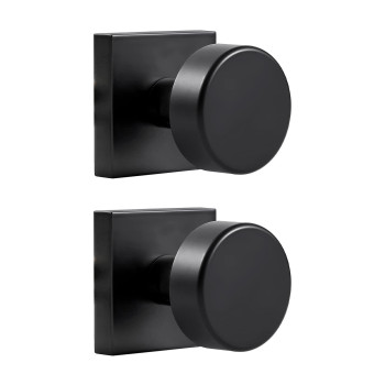 Coolnews 2 Pack Black Dummy Door Knobs Interior Single Sided Square Modern Dummy Door Knob Door Handle For Hallcloset Doors M