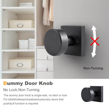 Coolnews 2 Pack Black Dummy Door Knobs Interior Single Sided Square Modern Dummy Door Knob Door Handle For Hallcloset Doors M