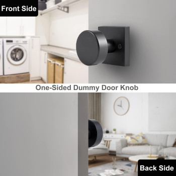 Coolnews 2 Pack Black Dummy Door Knobs Interior Single Sided Square Modern Dummy Door Knob Door Handle For Hallcloset Doors M