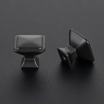 Joy Decor 15 Pack Black Square Cabinet Knob Kitchen Cabinet Knobs Single Hole Knobs For Cabinets And Drawers Black Dresser Knobs