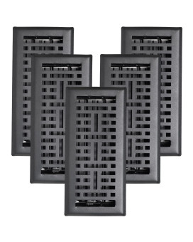 5 Pcs Sierra Grates Precision Flow 4X10 Steel Floor Register Metro Design Cast Iron Black Finish Premium Home Vent Cov